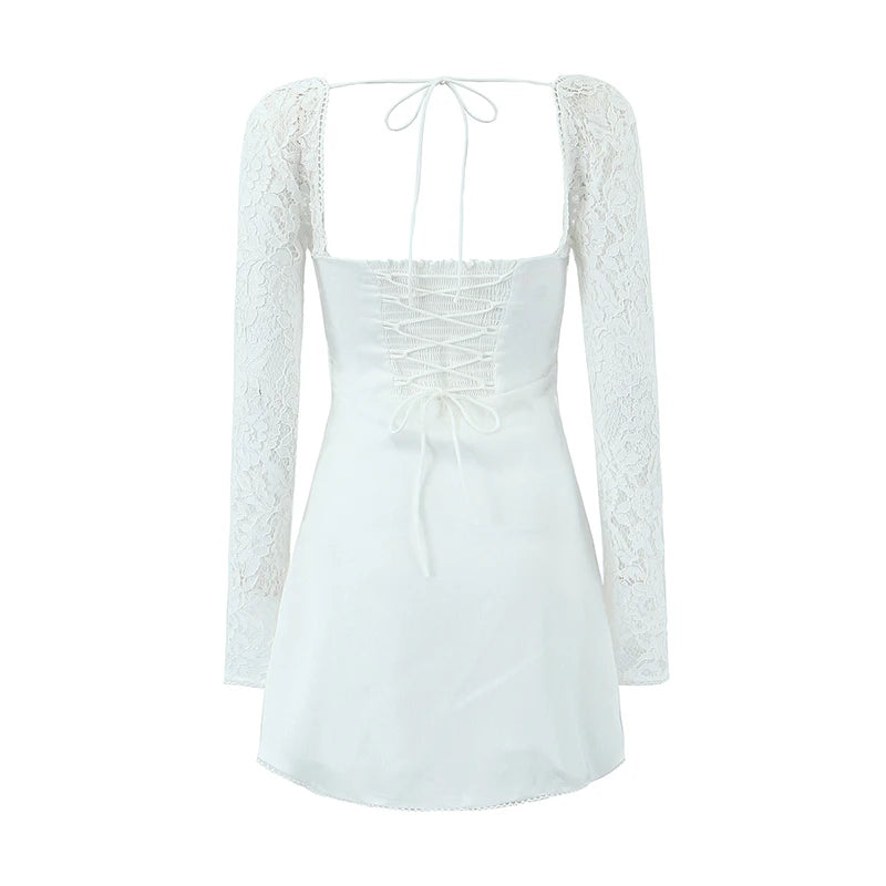 French style dress with lace sleeves