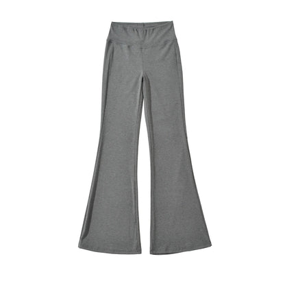 Flared pants with thick elastic at the waist