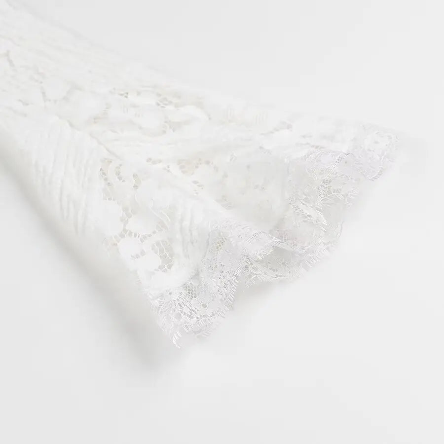 Long strapless lace dress