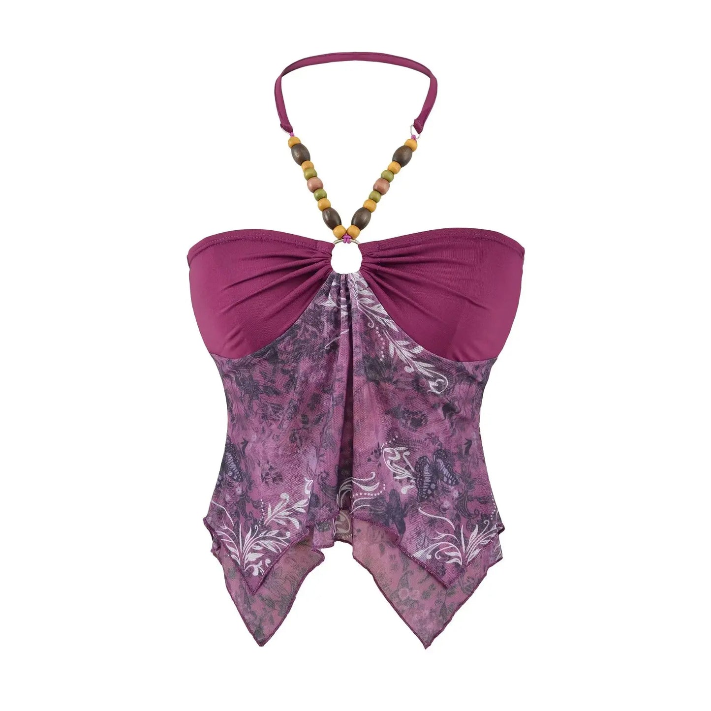 Beaded collar tank top