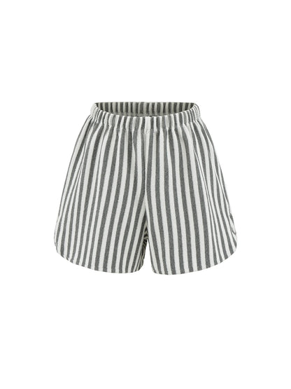 Striped shorts in towel texture