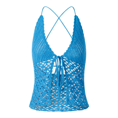 Knitted beach tie tank top