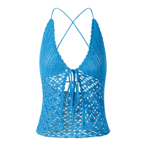 Knitted beach tie tank top