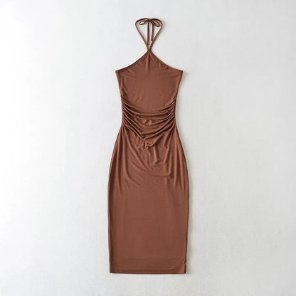 Collared dress with pleats at the waist
