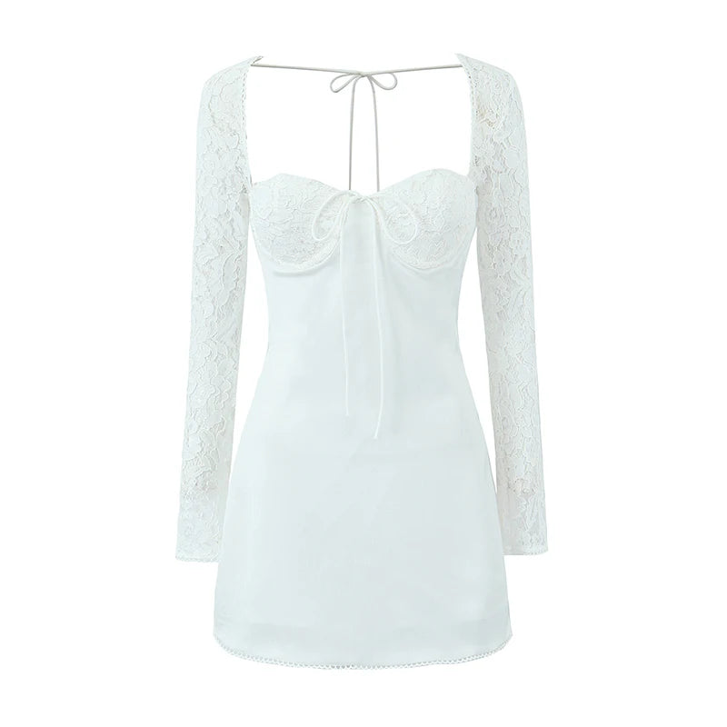 French style dress with lace sleeves