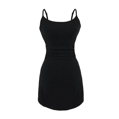 Tight dress with shirring at the waist