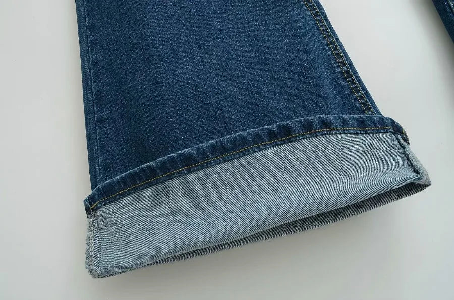 Washed flared jeans