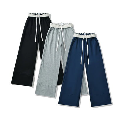 Sweatpants with folded rubber