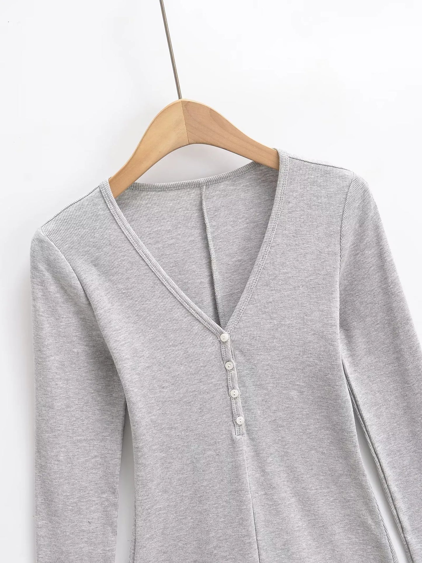 Buttoned v-neck overall